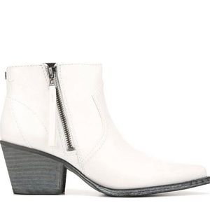 Circus Sam Edelman | Hasley White Vegan Leather Pointed Toe Block Heel Booties